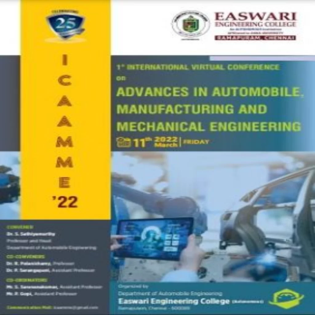 (ICAAMME’22) ADVANCES IN AUTOMOBILE, MANUFACTURING AND MECHANICAL ENGINEERING