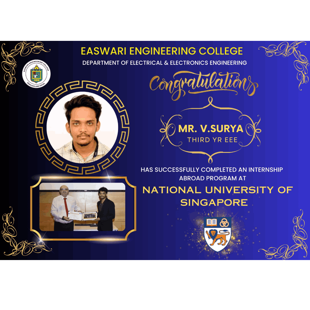 Mr. V.Surya Global Academic Internship at National University of Singapore (NUS)