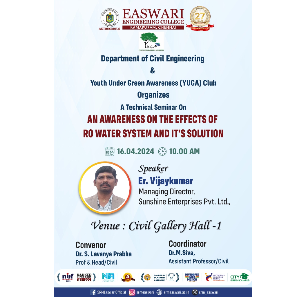 Technical Seminar on An awareness on the effects of RO water system and its solution