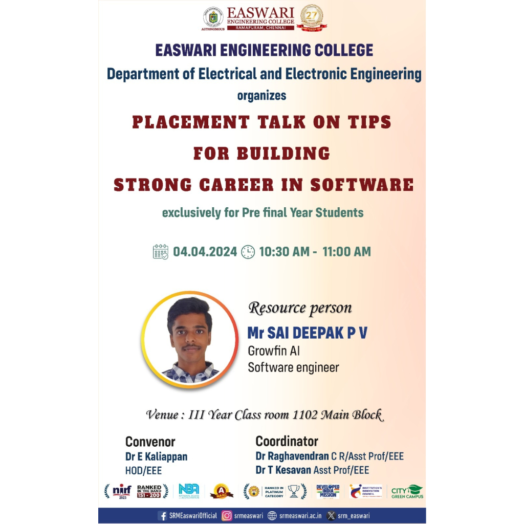 Placement Talk on Tips for Building Strong Career in Software